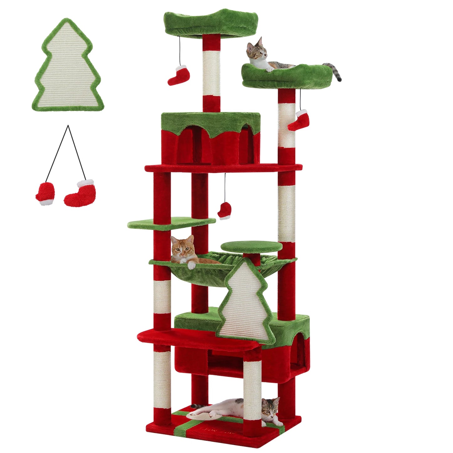 Large Cat Towers 3 Sizes for Indoor Cats With Sisal-Covered Scratching Posts Spacious Hammock, Padded Perches, and Condos