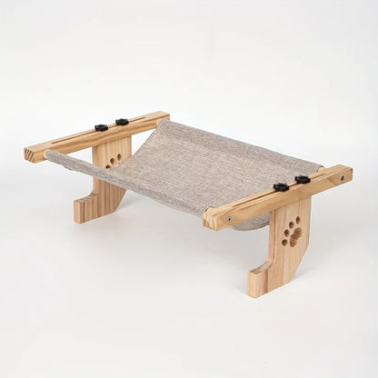 Cat Window Hammock, for Indoor Cats, wooden and metal frame, easy to adjust
