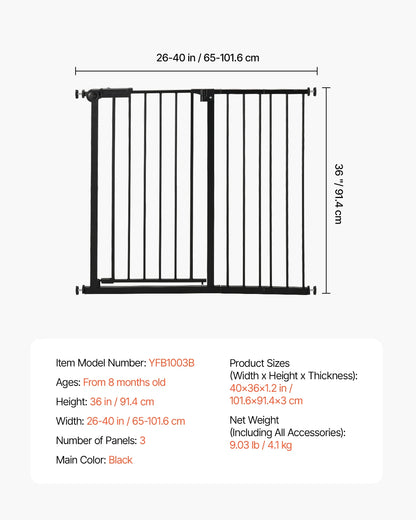Baby Gate 28/30/36 Inches High Dog Gate