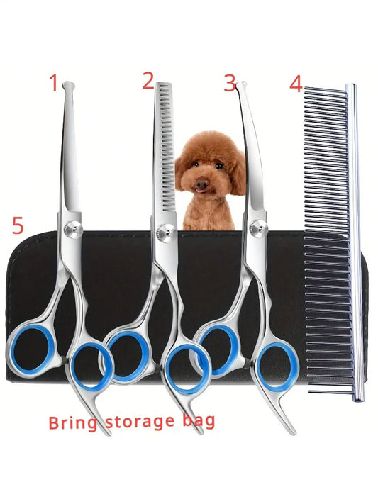 5-piece Professional Pet Beauty Scissors Set - Essential for Pets