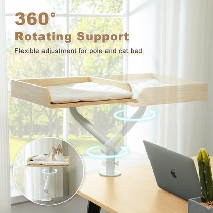 Cat Desk Bed, 360° Rotatable Cat Bed Stand for Indoor Cats