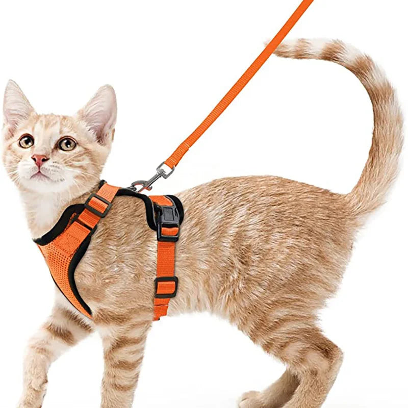 Escape Proof Cat Harness and Leash Set, Soft Adjustable Vest for Walking