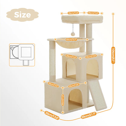 Large Cat Tree for Indoor Cats Multi-Level Cat Tower with Spacious Condos Sisal Scratching Pad