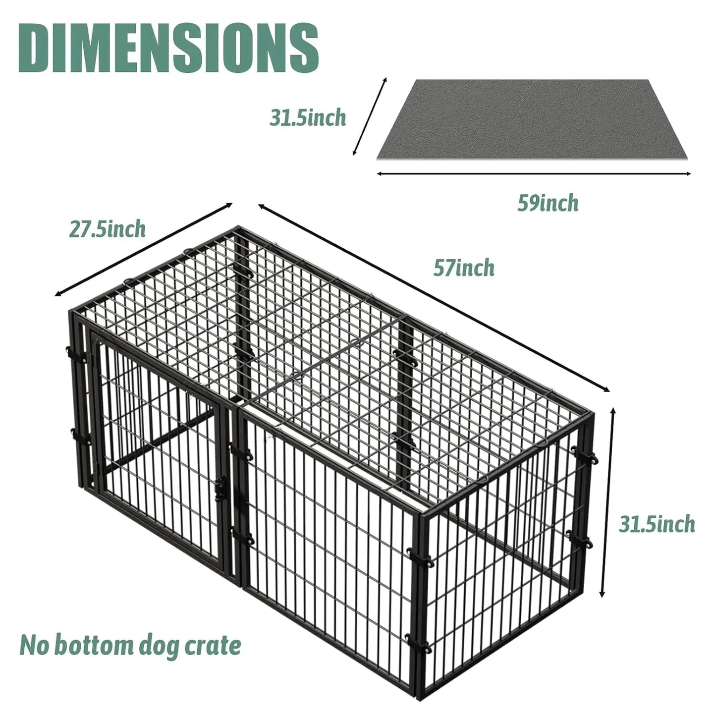 Large Dog Crate – 59 Inch Metal Kennel for Medium and Small Dogs, Safe Indoor & Outdoor