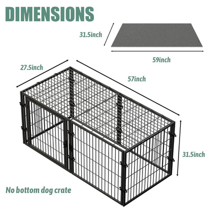 Large Dog Crate – 59 Inch Metal Kennel for Medium and Small Dogs, Safe Indoor & Outdoor