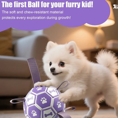 Dog Toys Soccer Ball with Straps, Interactive Dog Toys for Tug of War