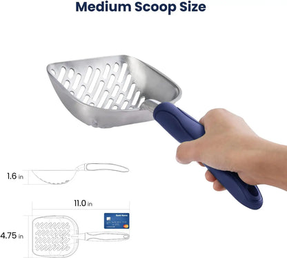 Aluminum Alloy Cat Litter Scoop with Deep Shovel Design, Long Handle for Easy Cleaning