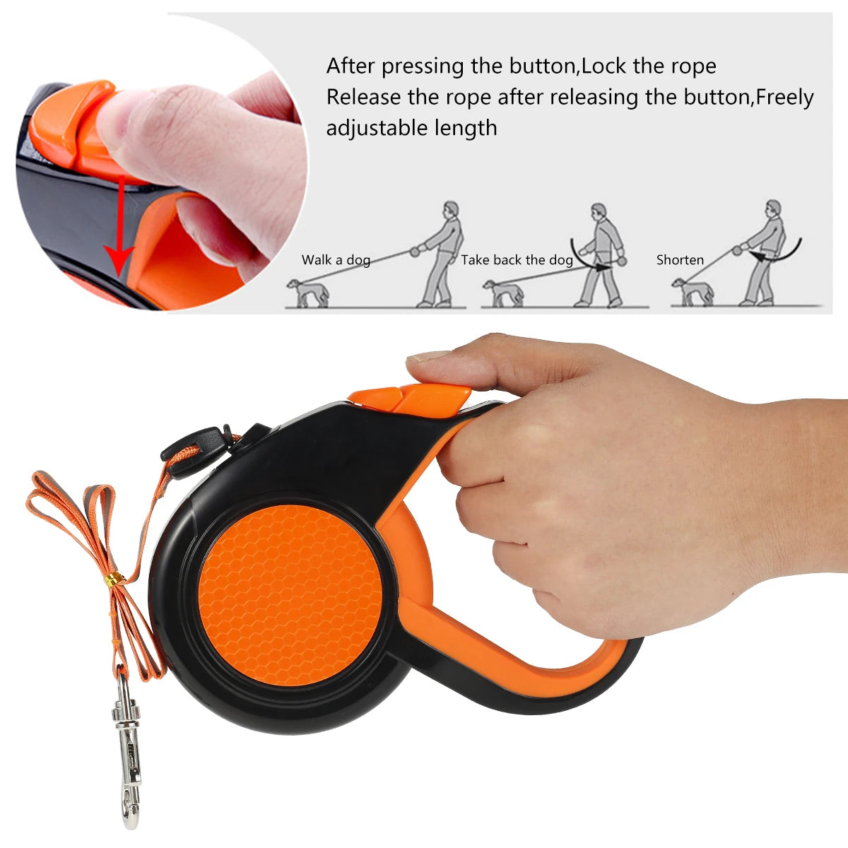 26' Retractable Dog Lead Heavy Duty with Strong Reflective Tape Non-Slip Handle for Small Medium Large Dogs