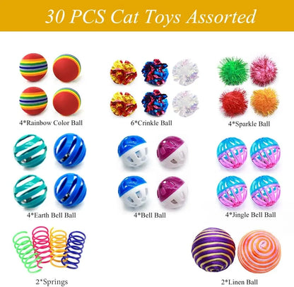 30 Pieces Assortment of Cat Toys