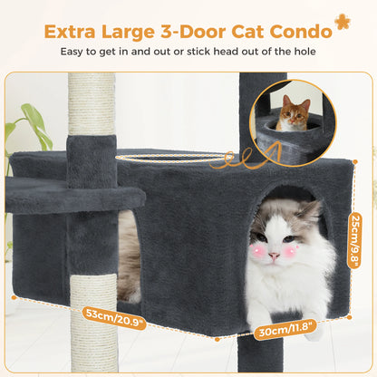 Large Cat Towers 3 Sizes for Indoor Cats With Sisal-Covered Scratching Posts Spacious Hammock, Padded Perches, and Condos