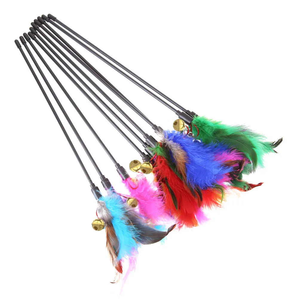 5pcs/set Short Rod Interactive Stick Colorful Feathers