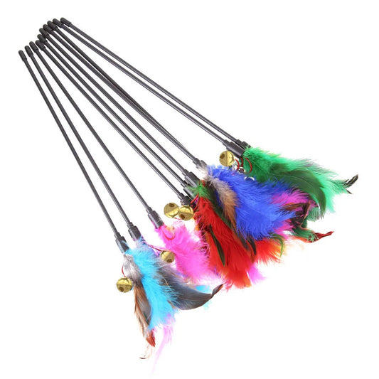 5pcs/set Short Rod Interactive Stick Colorful Feathers