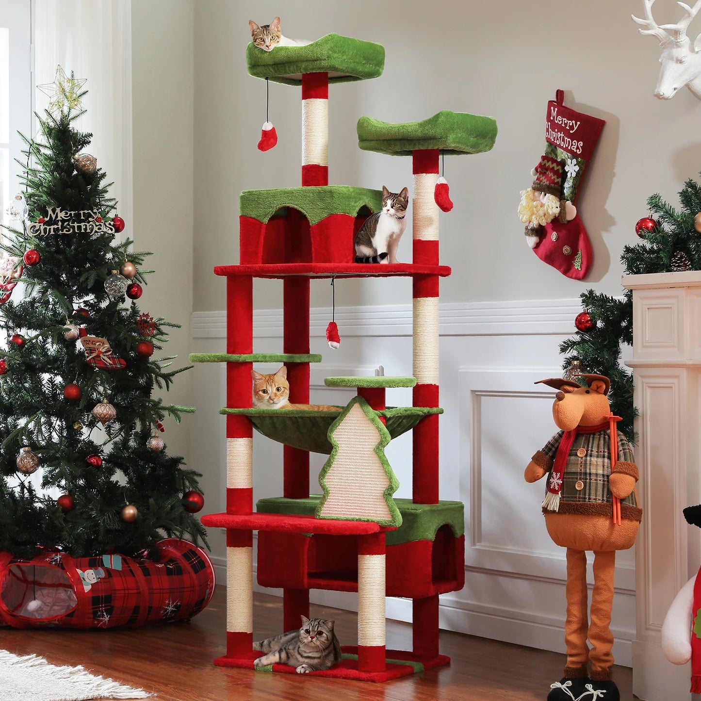 Large Cat Towers 3 Sizes for Indoor Cats With Sisal-Covered Scratching Posts Spacious Hammock, Padded Perches, and Condos