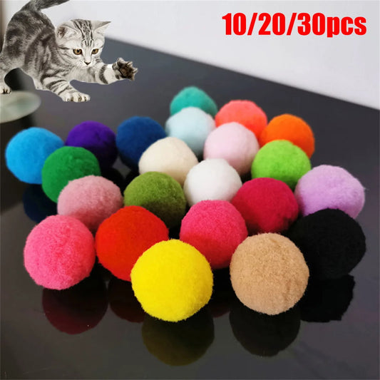 10/20/30pcs Pet Cat Plush Ball Toys