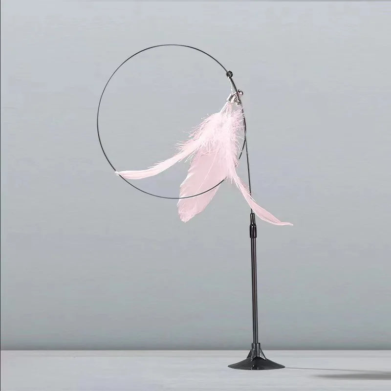 Interactive Cat Teaser Wand with Feathers & Bell