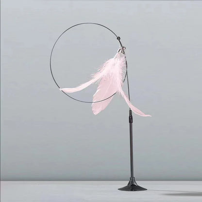 Interactive Cat Teaser Wand with Feathers & Bell
