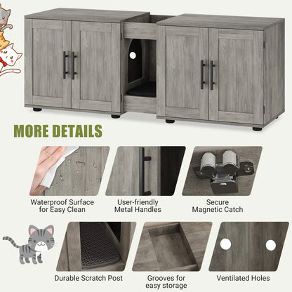 Double Cat Litter Box TV Stand 3 Colors
