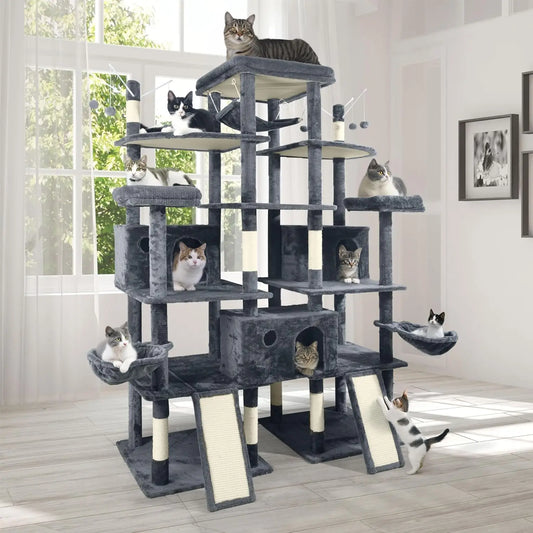Extra Large 80-Inch Tall Cat Tree w/Widened Perch for Large Cats, Big Cat Tower Indoor, Modern Multi-Level Activity