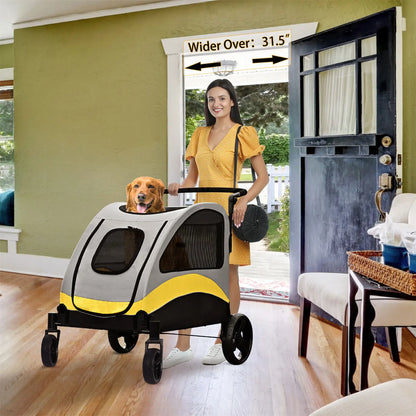 Heavy Duty Dog Stroller, Foldable Carrier, Double Door Jogger Cart for Large Dogs Outdoor Walking Exercise 30 Inch