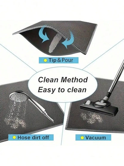 2-Layer Cat Litter Mat Waste Collection Odor Control Easy To Clean