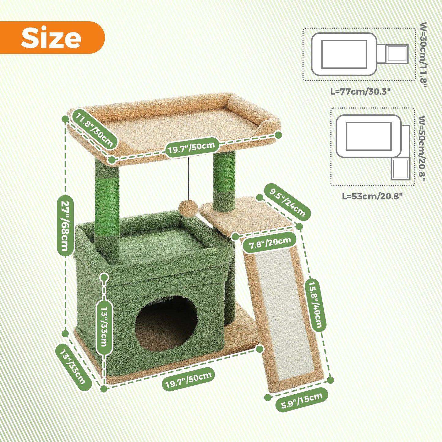 Small Cat Tree for Indoor Scratching Post and Pad Wide Top Perch Large Condo