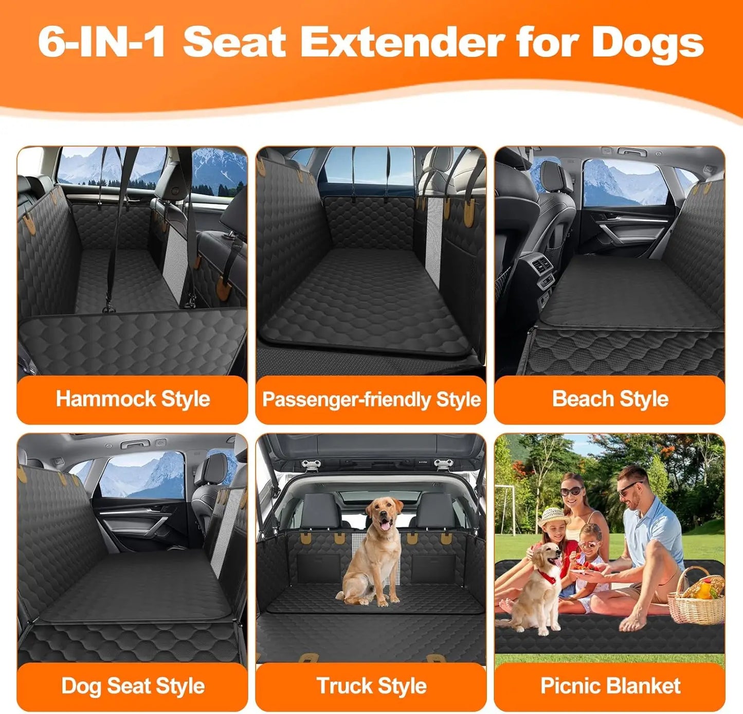 Waterproof Pet Travel, Foldable Rear Seat Protector
