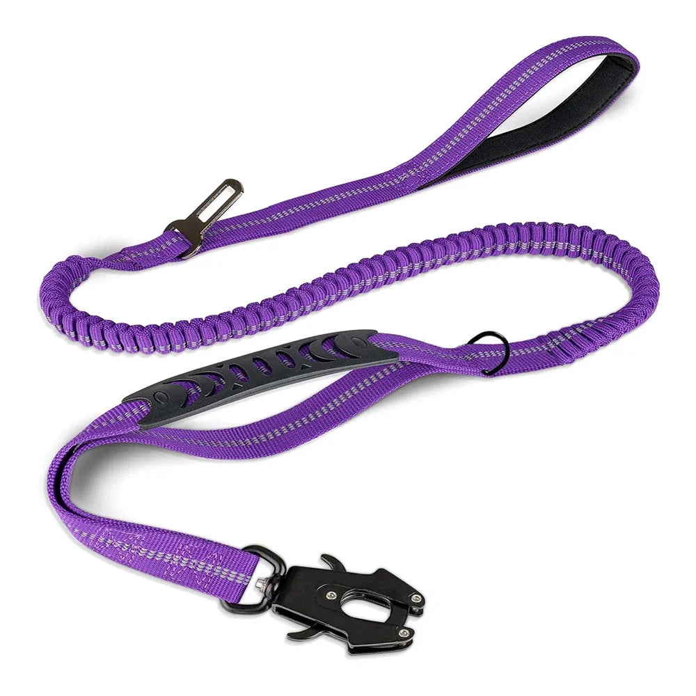 Reflective Shock Absorbing Pet Leash with Car Seatbelt