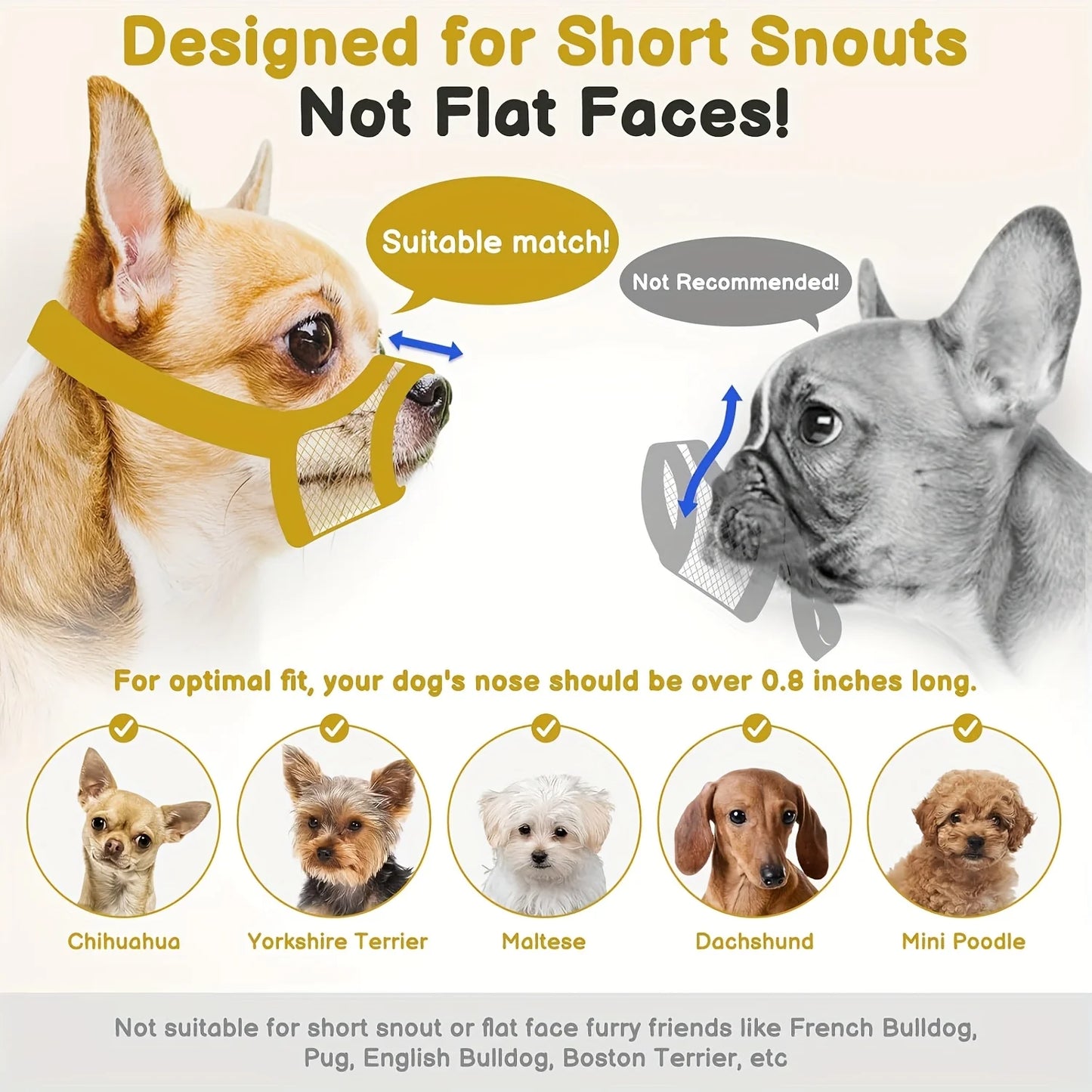 Mesh Muzzle For Short Snout And Small Medium Dogs