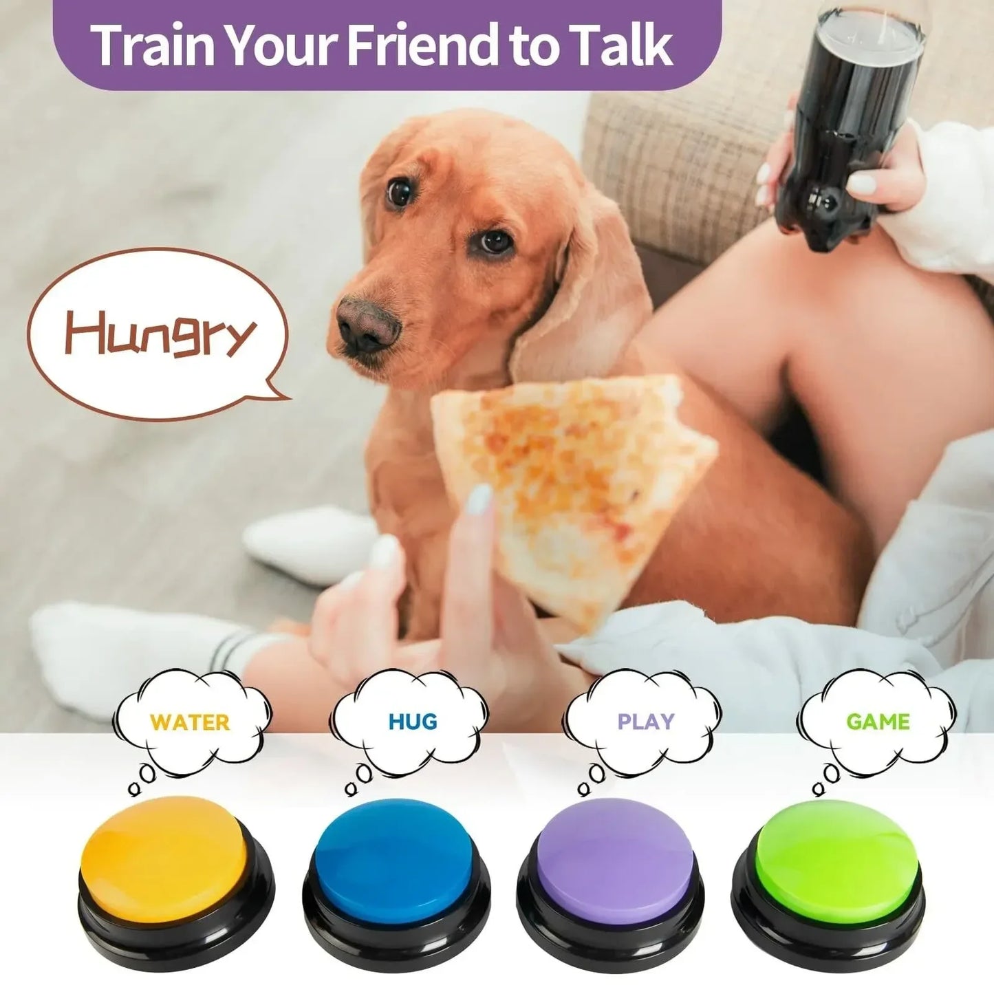 4, 6, 8PCS Dog Communication Buttons Voice Recording for Pet Training Buzzer 30 Second Record Playback