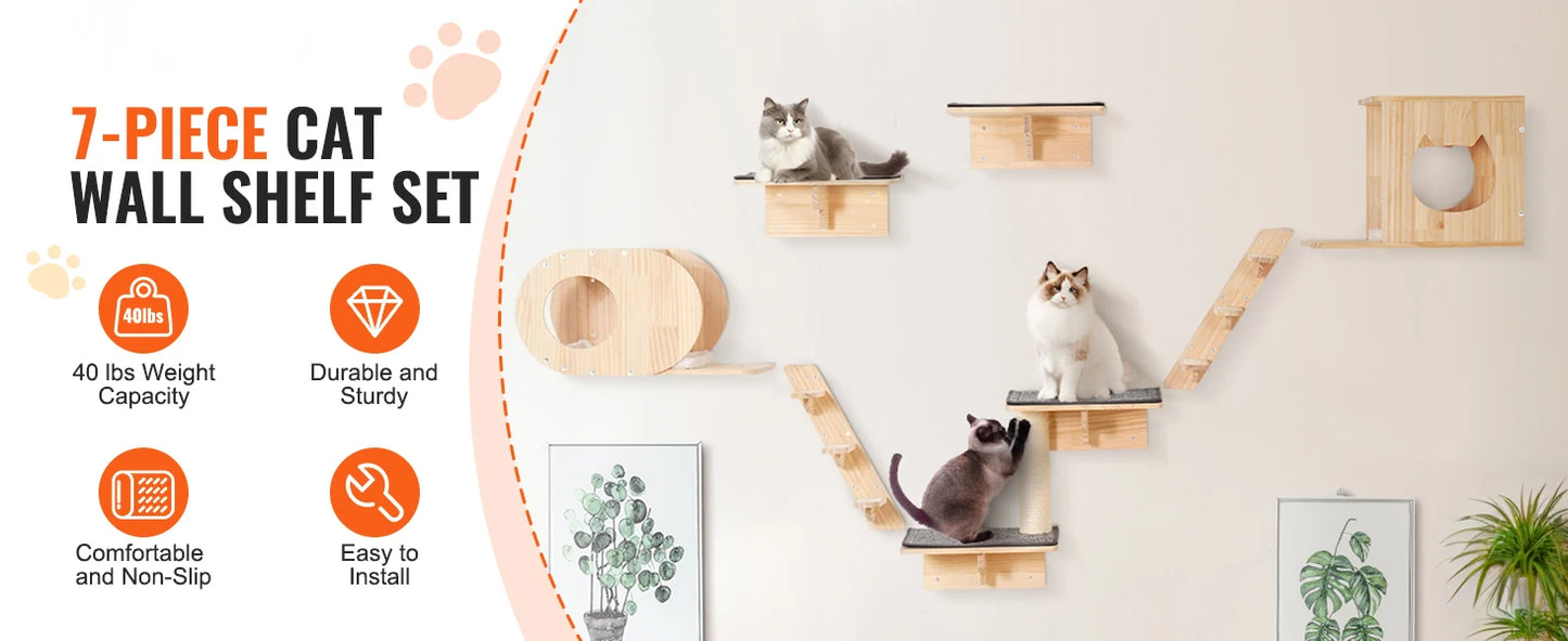 Wall Mounted Cat Shelves and Perches with Jumping Boards