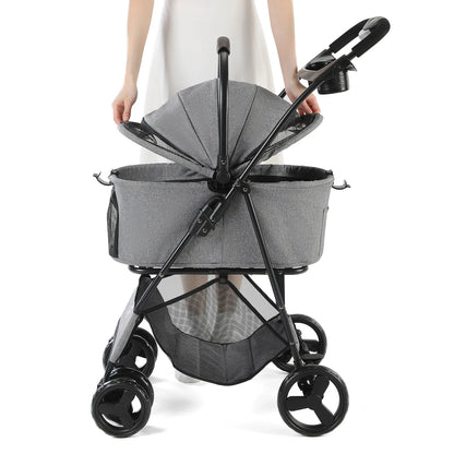 3 in 1 Pet Stroller with Removable Carrier, Folding Stroller for Small/Medium Dogs and Cats, Waterproof