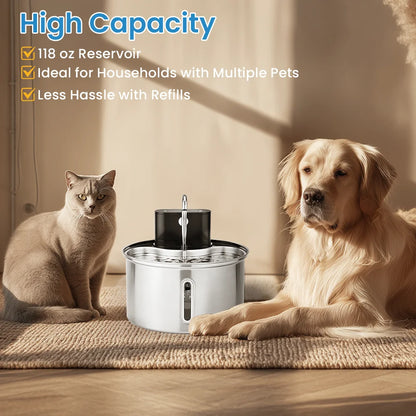 3.5L Stainless Steel Cat Sensor Water Fountain Wireless Smart Automatic Dispenser