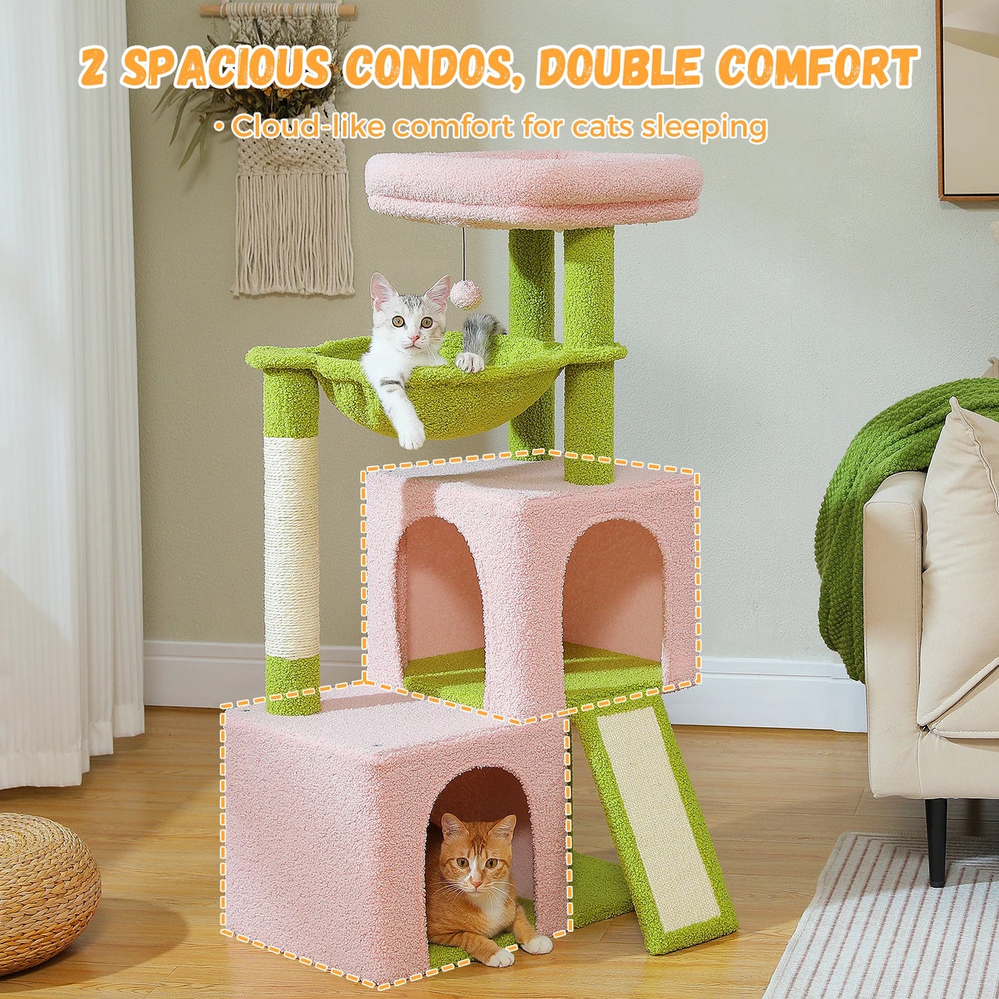 Large Cat Tree for Indoor Cats Multi-Level Cat Tower with Spacious Condos Sisal Scratching Pad