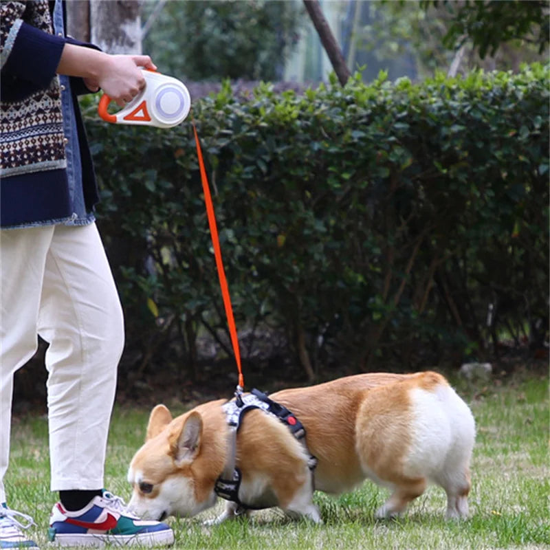 16' Automatic Retractable Dog Leash with Led Flashlight Durable Nylon Lead