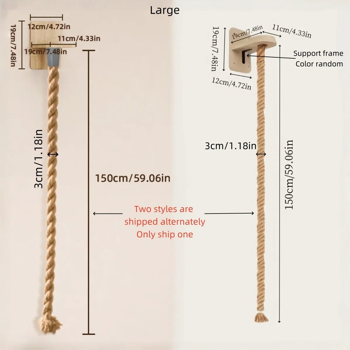 Climbing Rope with Perch 2 x 59.1 Inch Climbing Rope, Wall Mounted
