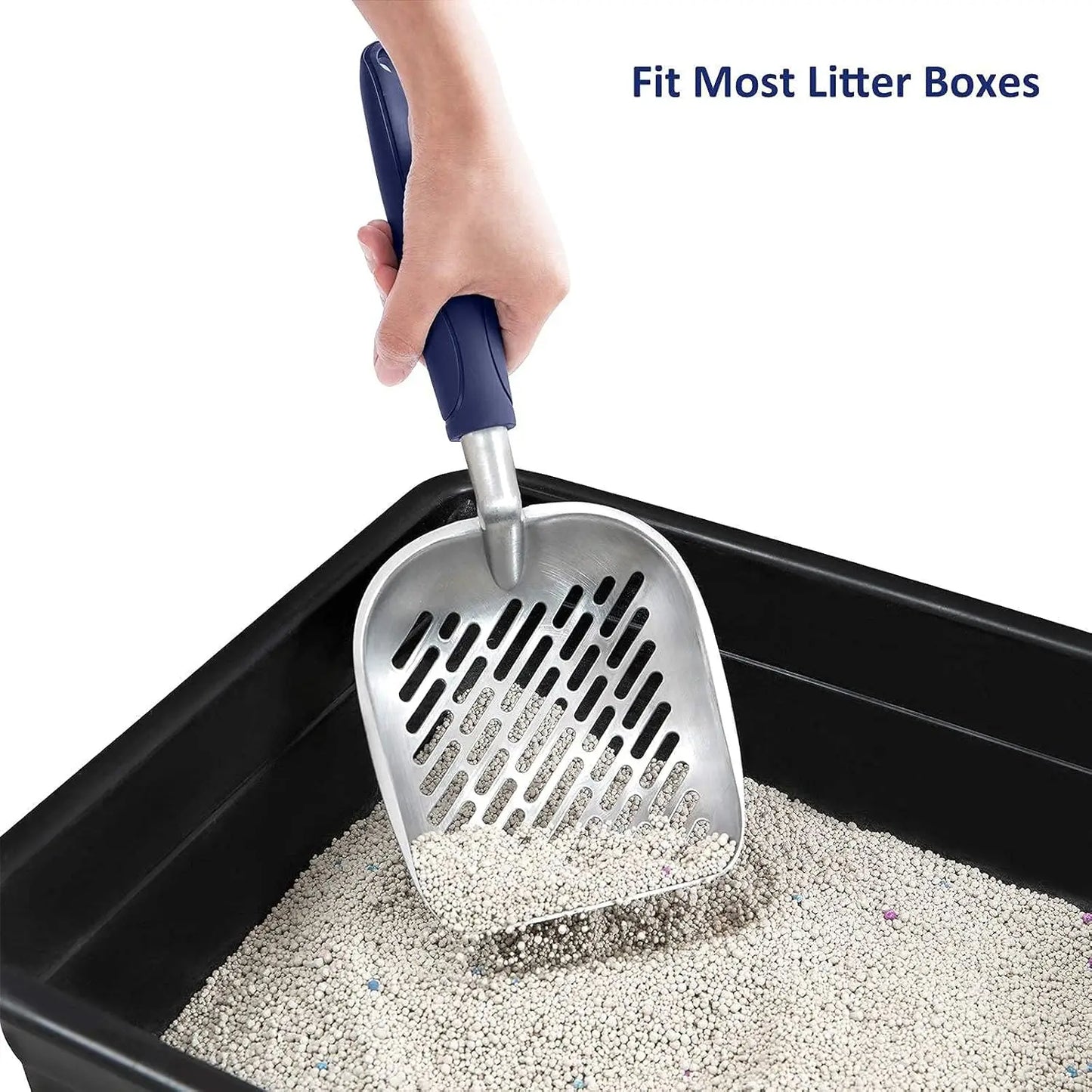 Aluminum Alloy Cat Litter Scoop with Deep Shovel Design, Long Handle for Easy Cleaning