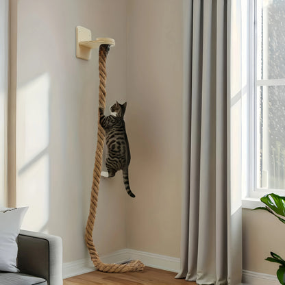 Climbing Rope with Perch 2 x 59.1 Inch Climbing Rope, Wall Mounted