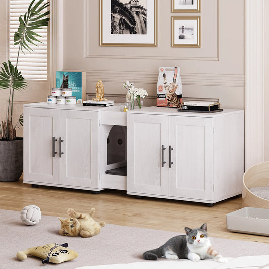 Double Cat Litter Box TV Stand 3 Colors