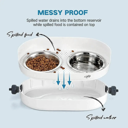 Adjustable Height Elevated Pet Bowls Stainless Steel Mess Proof for Cats and Smaller Dogs