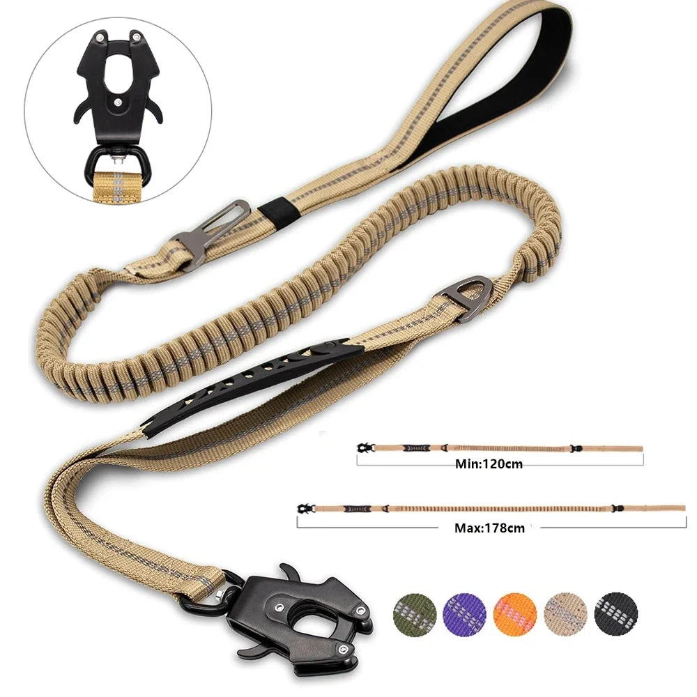 Reflective Shock Absorbing Pet Leash with Car Seatbelt