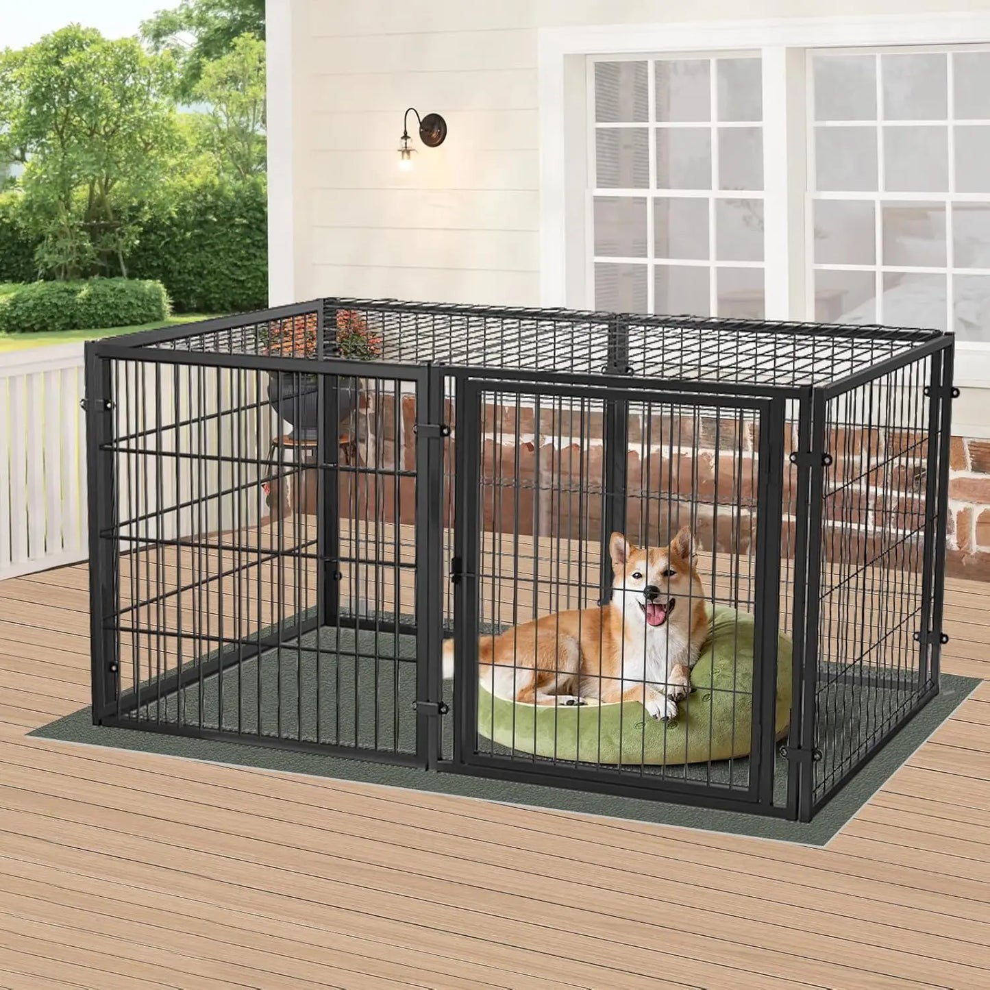 Large Dog Crate – 59 Inch Metal Kennel for Medium and Small Dogs, Safe Indoor & Outdoor