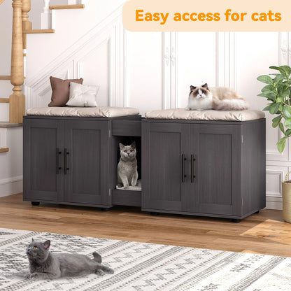 Double Cat Litter Box TV Stand 3 Colors