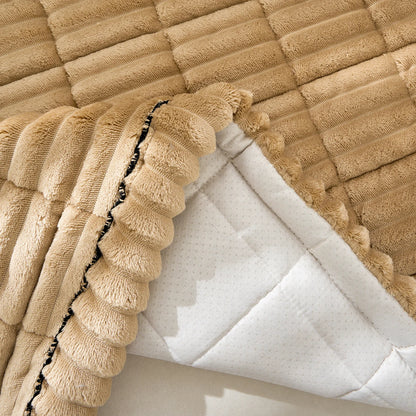 1pc modern minimalist thick plush sofa cover, non-slip design, quilted
