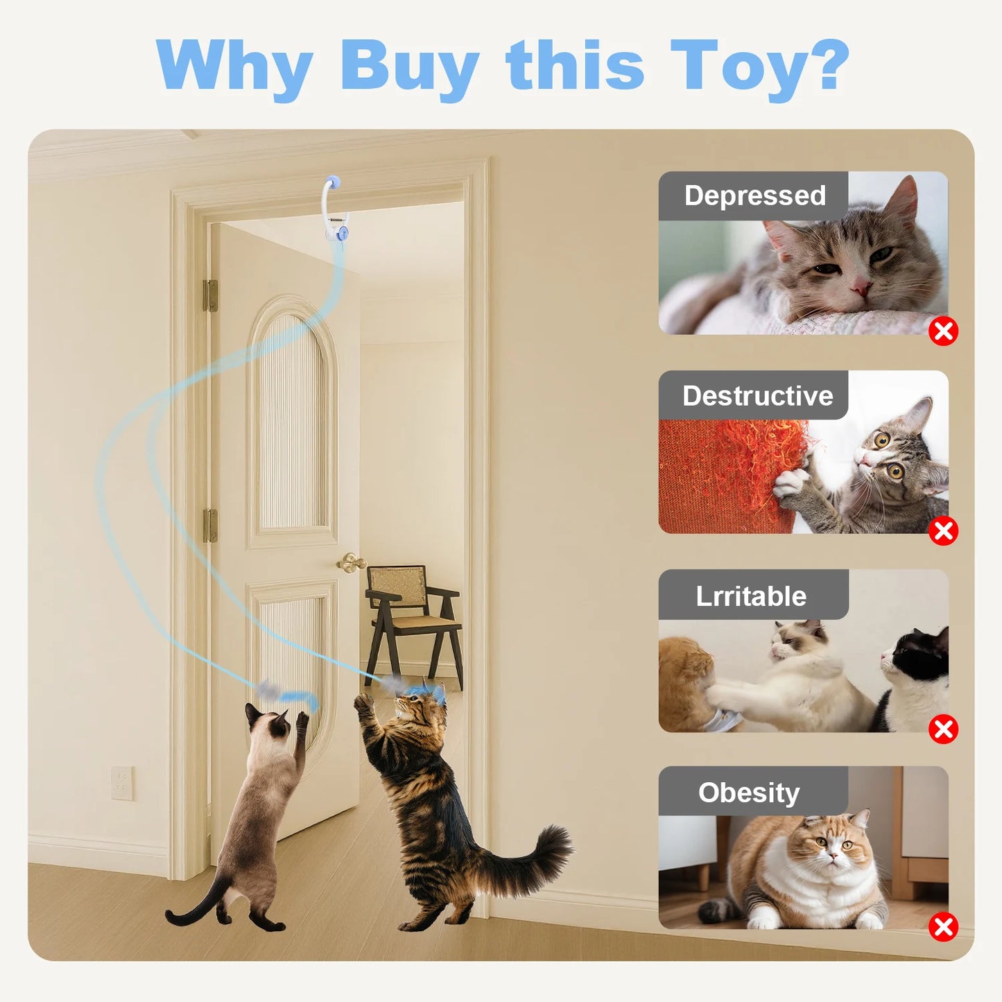 Door Hanging Interactive Cat Toy USB Rechargeable