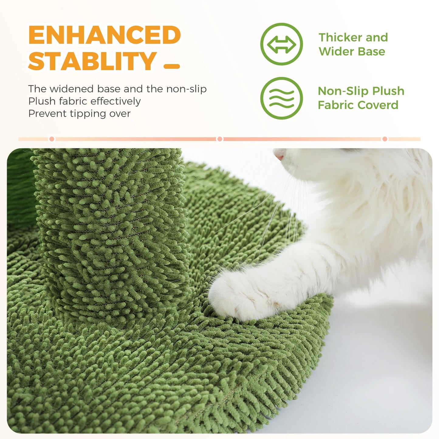 Cactus Cat Tree with Large Condo, Hammock, Dangling Ball, Small Cat Tower, Cat Scratching Post for Indoors