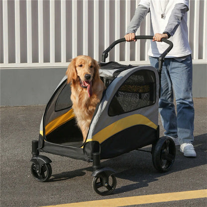 Heavy Duty Dog Stroller, Foldable Carrier, Double Door Jogger Cart for Large Dogs Outdoor Walking Exercise 30 Inch