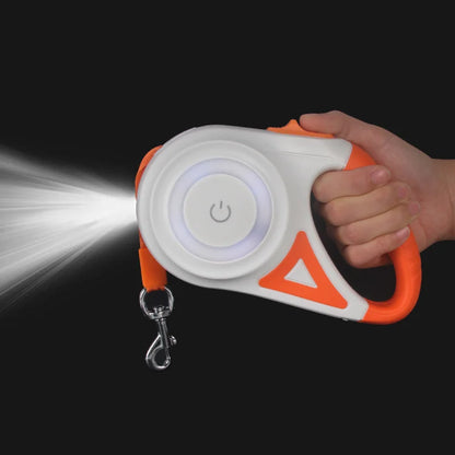 16' Automatic Retractable Dog Leash with Led Flashlight Durable Nylon Lead