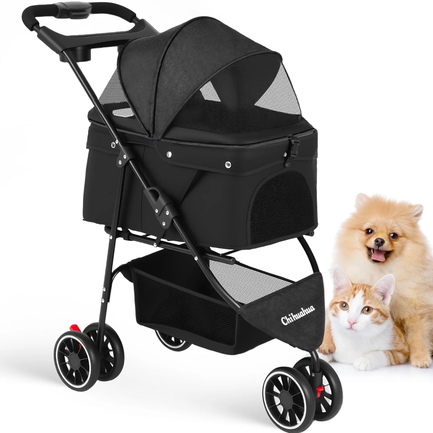 Pet Stroller For Small Puppy Dogs & Cats Travel Portable, Foldable