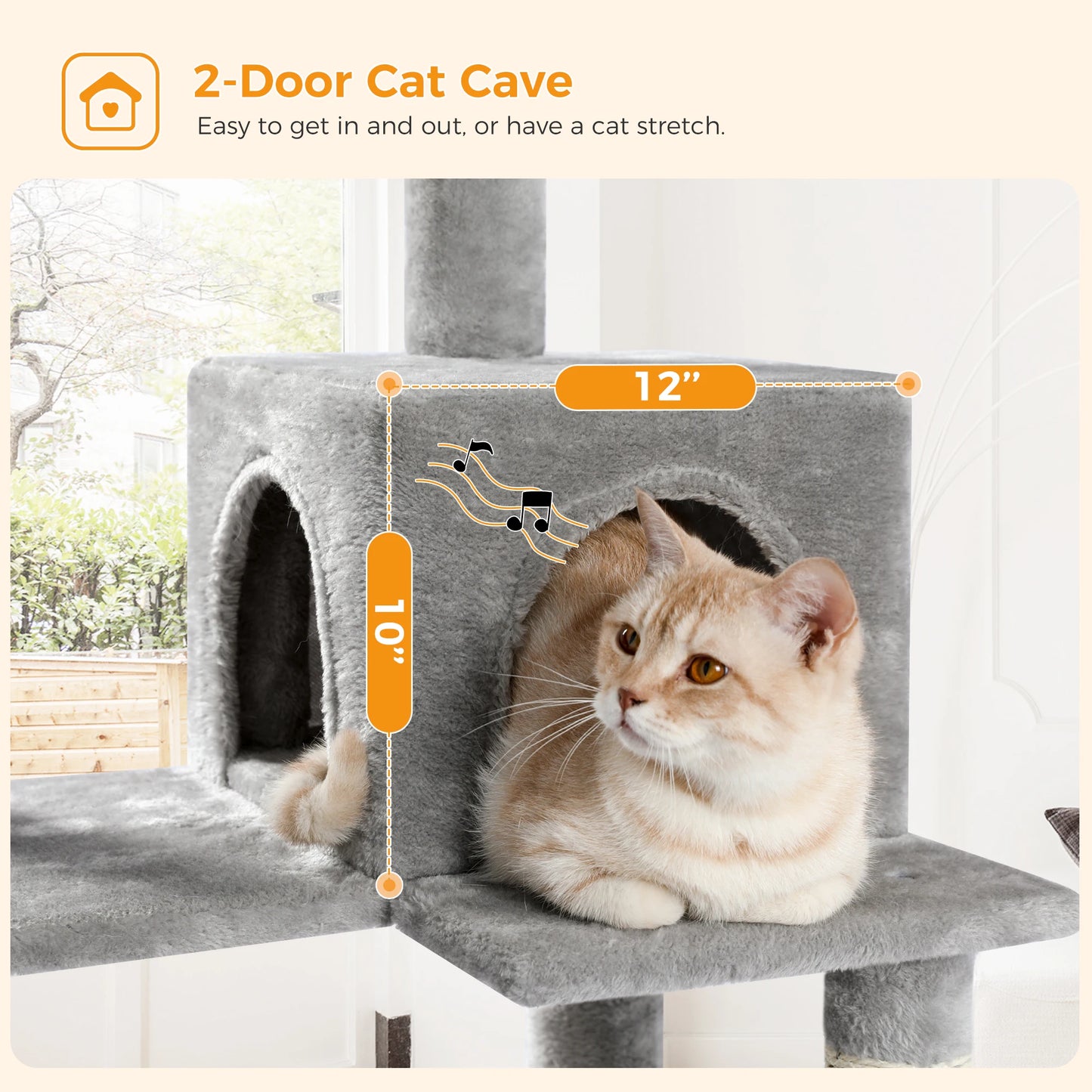 4-Level Cat Tower for Large Cats with Large Hammock Sisal Covered Scratching Posts Cozy Condo Top Perch