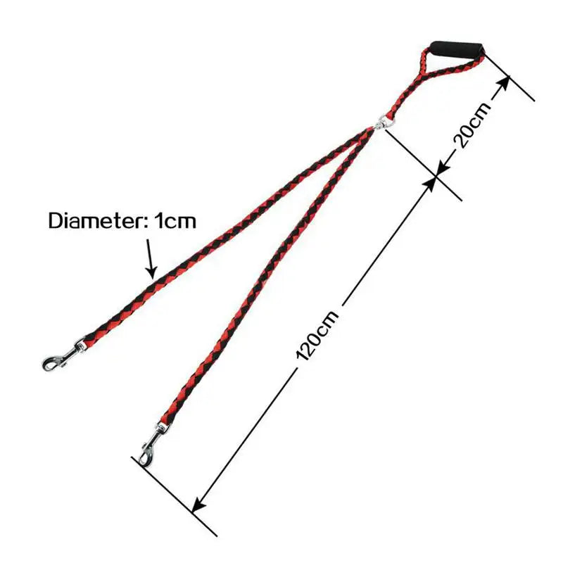 4.5' Pet Double Leash 2 Way Couplers Dog Leash Rope
